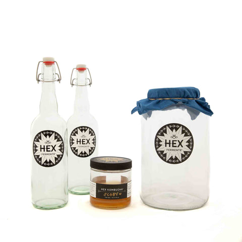 HEX Ferments - DIY Kombucha Kit with bottles, SCOBY, and instructions